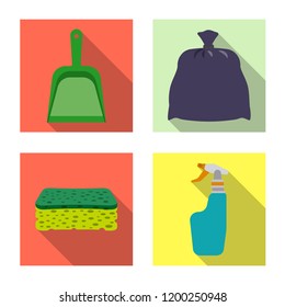 Isolated object of cleaning and service symbol. Collection of cleaning and household stock vector illustration.
