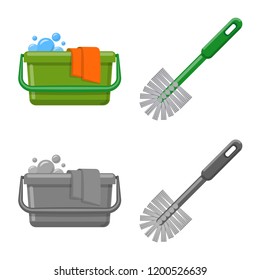 Isolated object of cleaning and service symbol. Collection of cleaning and household stock vector illustration.