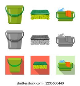 Isolated object of cleaning and service symbol. Set of cleaning and household stock vector illustration.