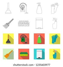 Isolated object of cleaning and service symbol. Set of cleaning and household stock vector illustration.