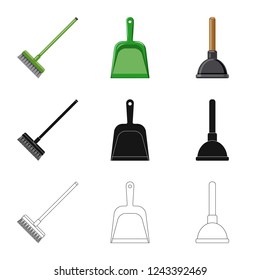 Isolated object of cleaning and service symbol. Collection of cleaning and household stock symbol for web.