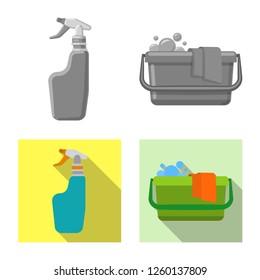 Isolated object of cleaning and service symbol. Collection of cleaning and household stock vector illustration.
