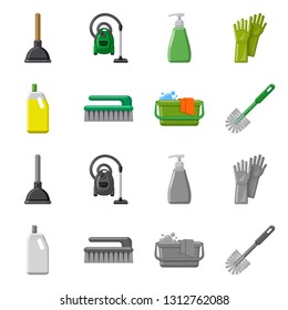 Isolated object of cleaning and service symbol. Set of cleaning and household stock symbol for web.