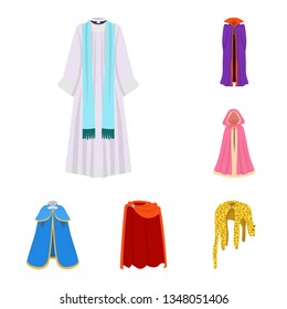 Isolated object of cloak and clothes icon. Collection of cloak and garment stock symbol for web.