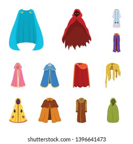 Isolated object  cloak and clothes icon. Collection  cloak and garment vector icon for stock.