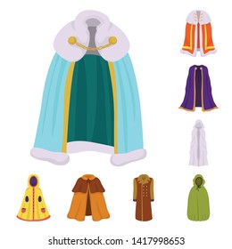 Isolated object of cloak and clothes icon. Set of cloak and garment stock symbol for web.