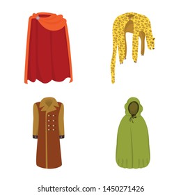 Isolated object of cloak and clothes icon. Collection of cloak and garment vector icon for stock.