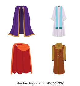 Isolated object of cloak and clothes symbol. Set of cloak and garment vector icon for stock.