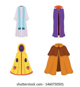 Isolated object of cloak and clothes symbol. Set of cloak and garment vector icon for stock.