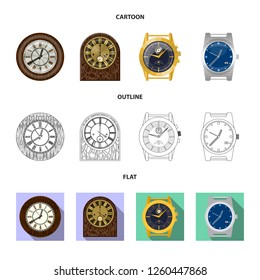 Isolated object of clock and time . Collection of clock and circle stock vector illustration.