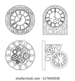 Isolated object of clock and time icon. Collection of clock and circle stock vector illustration.