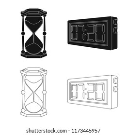 Isolated object of clock and time icon. Set of clock and circle stock vector illustration.