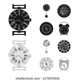 Isolated object of clock and time icon. Collection of clock and circle stock vector illustration.