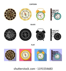 Isolated object of clock and time icon. Set of clock and circle stock vector illustration.