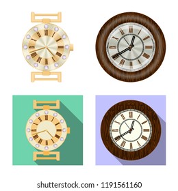 Isolated object of clock and time icon. Set of clock and circle vector icon for stock.