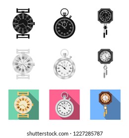 Isolated object of clock and time icon. Set of clock and circle vector icon for stock.