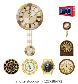 Isolated object of clock and time icon. Set of clock and circle stock symbol for web.