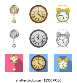 Isolated object of clock and time icon. Set of clock and circle vector icon for stock.