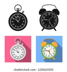 Isolated object of clock and time icon. Set of clock and circle stock symbol for web.
