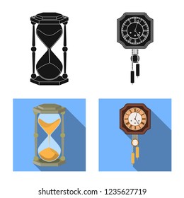 Isolated object of clock and time icon. Set of clock and circle vector icon for stock.