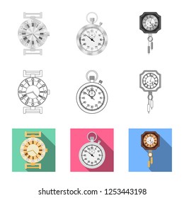 Isolated object of clock and time icon. Collection of clock and circle stock symbol for web.