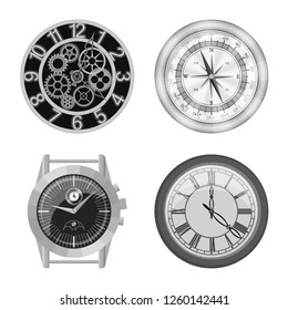 Isolated object of clock and time icon. Collection of clock and circle stock symbol for web.