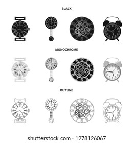 Isolated object of clock and time icon. Collection of clock and circle stock symbol for web.
