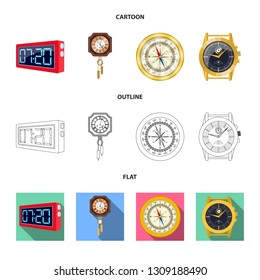 Isolated object of clock and time icon. Collection of clock and circle stock vector illustration.