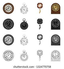 Isolated object of clock and time icon. Collection of clock and circle vector icon for stock.