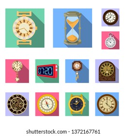 Isolated object of clock and time icon. Collection of clock and circle stock symbol for web.