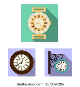 Isolated object of clock and time logo. Collection of clock and circle vector icon for stock.