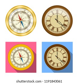Isolated object of clock and time logo. Set of clock and circle stock symbol for web.