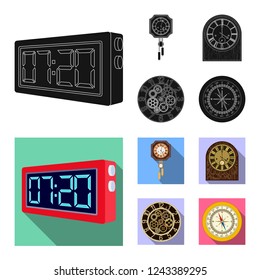 Isolated object of clock and time logo. Set of clock and circle stock symbol for web.