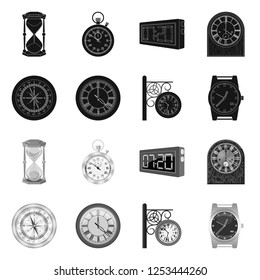 Isolated object of clock and time logo. Collection of clock and circle vector icon for stock.