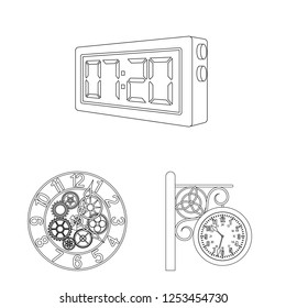 Isolated object of clock and time logo. Collection of clock and circle vector icon for stock.