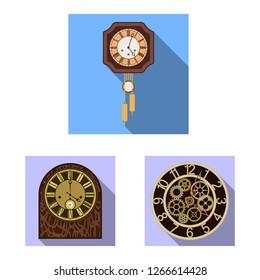 Isolated object of clock and time logo. Set of clock and circle stock vector illustration.