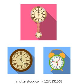 Isolated object of clock and time logo. Collection of clock and circle stock vector illustration.