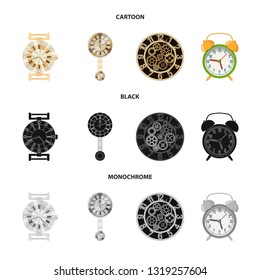 Isolated object of clock and time logo. Collection of clock and circle stock symbol for web.