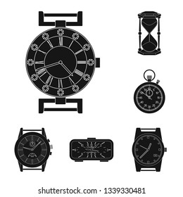 Isolated object of clock and time logo. Collection of clock and circle stock vector illustration.