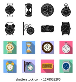 Isolated object of clock and time sign. Collection of clock and circle stock vector illustration.