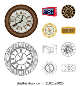 Isolated object of clock and time sign. Collection of clock and circle vector icon for stock.
