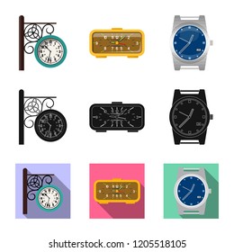 Isolated object of clock and time sign. Set of clock and circle stock symbol for web.