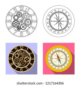 Isolated object of clock and time sign. Set of clock and circle stock symbol for web.