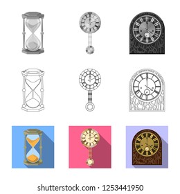 Isolated object of clock and time sign. Collection of clock and circle vector icon for stock.