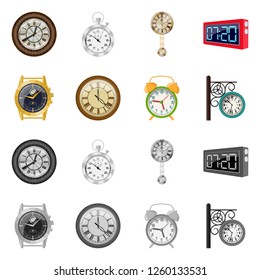 Isolated object of clock and time sign. Collection of clock and circle vector icon for stock.