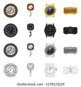 Isolated object of clock and time sign. Set of clock and circle vector icon for stock.