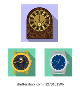 Isolated object of clock and time sign. Set of clock and circle stock vector illustration.