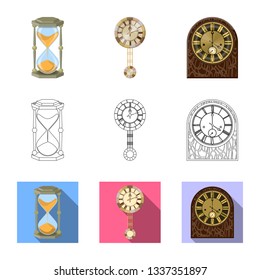Isolated object of clock and time sign. Collection of clock and circle vector icon for stock.