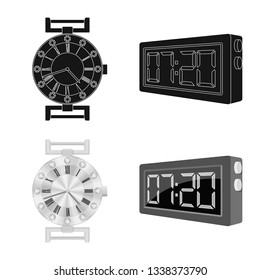 Isolated object of clock and time sign. Collection of clock and circle stock symbol for web.