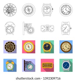 Isolated object of clock and time sign. Collection of clock and circle stock symbol for web.